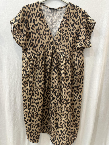 Großhändler Mylee - Kurzes Kleid aus Baumwollgaze mit Leopardenmuster