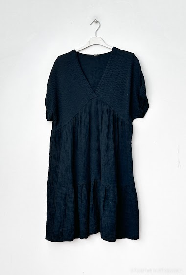 Großhändler Mylee - Weites Kleid mit V-Ausschnitt aus Baumwollgaze