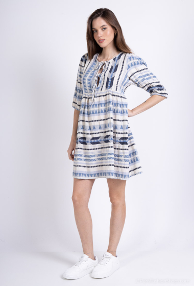 Wholesaler Mylee - Embroidered puff sleeve ethnic dress