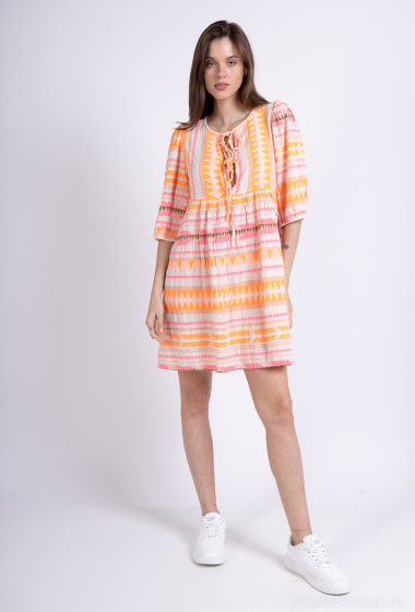 Wholesaler Mylee - Embroidered puff sleeve ethnic dress