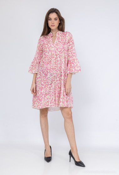 Wholesaler Mylee - Printed dress with English embroidery