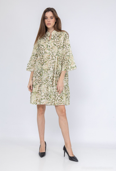 Wholesaler Mylee - Printed dress with English embroidery