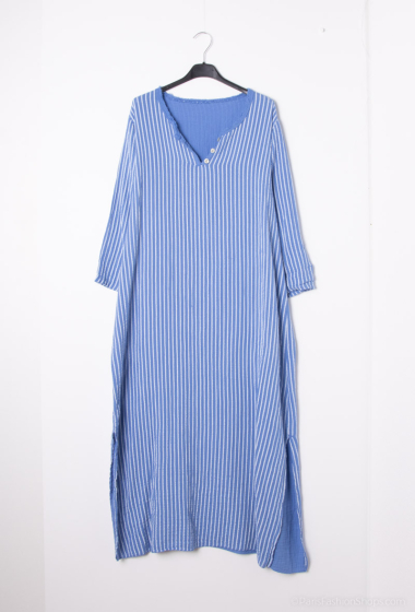 Wholesaler Mylee - Long striped cotton gauze dress with buttons