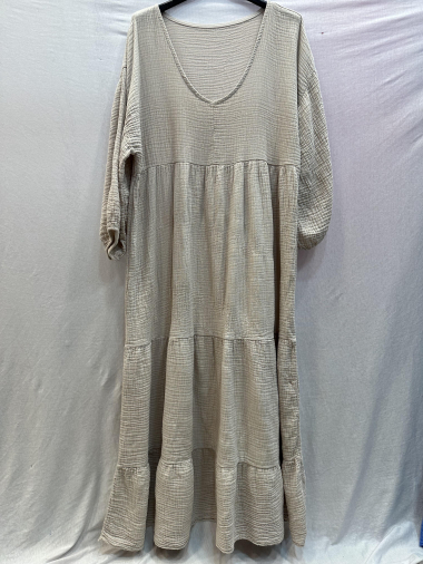 Großhändler Mylee - Langes Kleid mit Rüschen aus Baumwollgaze