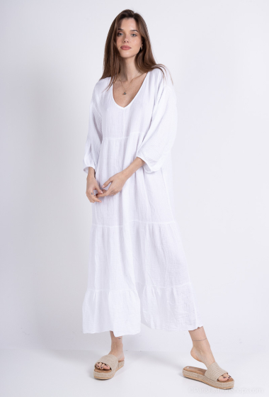 Wholesaler Mylee - Long dress with ruffles in cotton gauze