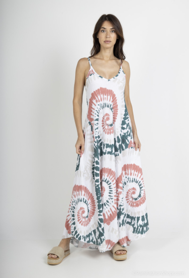 Wholesaler Mylee - Long strap dress with spiral pattern print