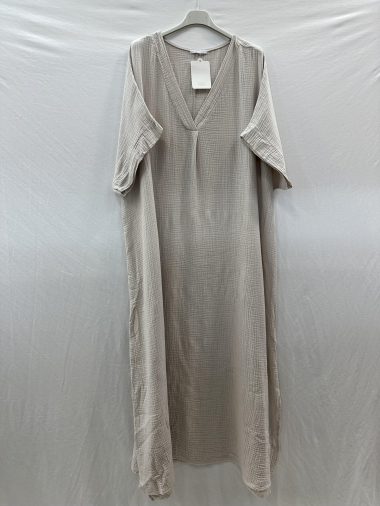 Wholesaler Mylee - Long cotton gauze dress with V-neck slit