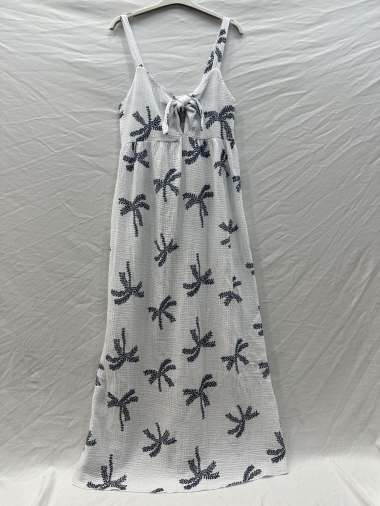 Wholesaler Mylee - Long dress in palm tree printed cotton gauze