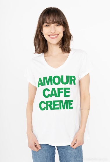 Wholesalers Mylee - T-shirt "Amour Cafe Creme" fond blanc