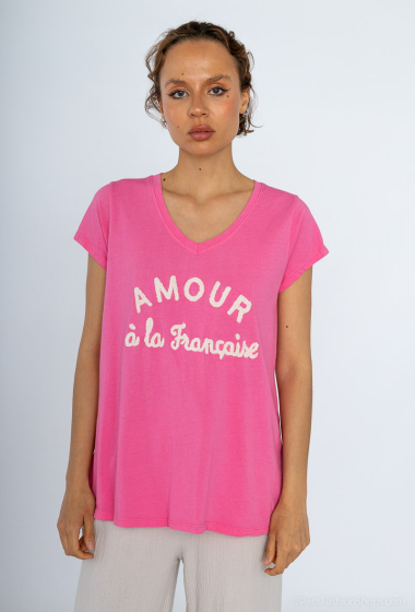 Großhändler Mylee - Besticktes T-Shirt „Französische Liebe“