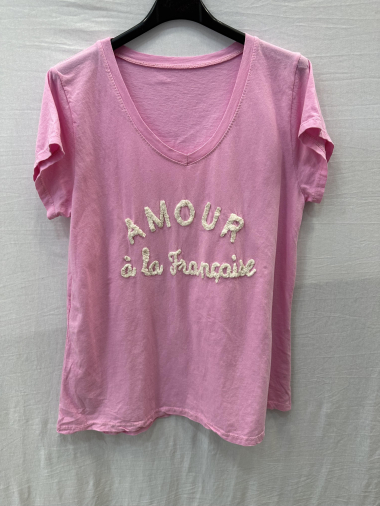 Großhändler Mylee - Besticktes T-Shirt „Französische Liebe“