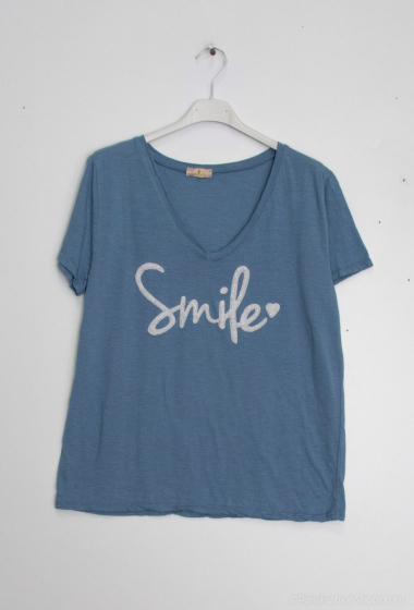 Großhändler Mylee - T-Shirt mit Smile-Stickerei
