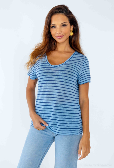 Wholesaler Mylee - 100% linen t-shirt with stripe