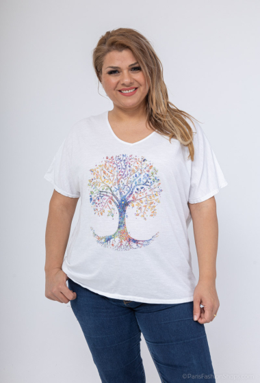 Grossiste Mylee - T-shirt grande taille arbre de la vie