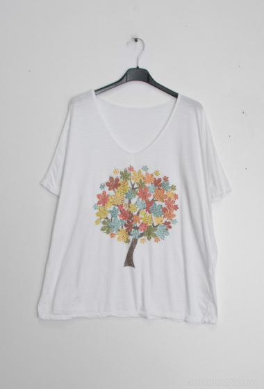 Grossiste Mylee - T-shirt grande taille arbre fleurs