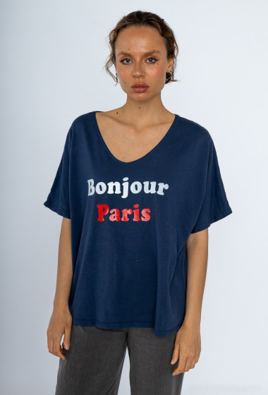 Wholesaler Mylee - Large size t-shirt Bonjour Paris