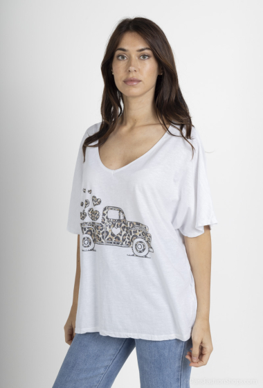 Grossiste Mylee - T-shirt grande taille imprimé à camion léopard