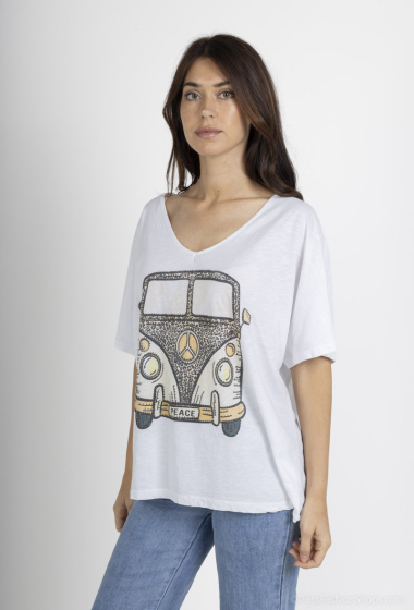 Grossiste Mylee - T-shirt grande taille imprimé à van léopard
