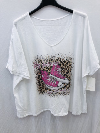 Grossiste Mylee - T-shirt grande taille leopard Converse