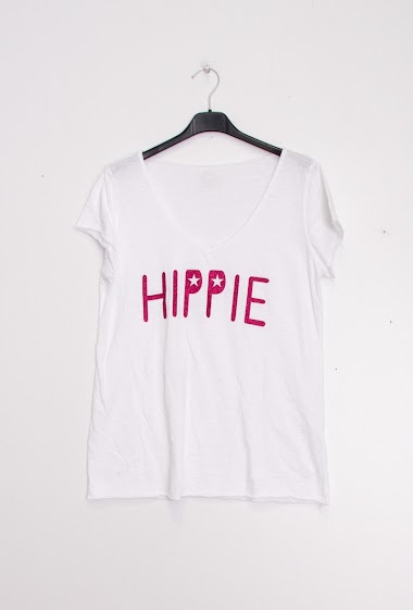 Grossiste Mylee - T-shirt Hippie fond blanc