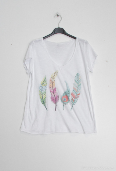 Grossiste Mylee - T-shirt imprimé 4 plumes