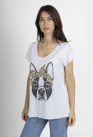 Grossiste Mylee - T-shirt imprimé à bouledogue à léopard