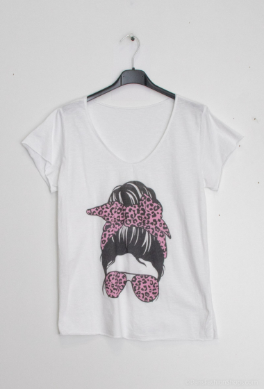 Großhändler Mylee - Bedrucktes T-Shirt mit Mädchen im Leoparden-Turban