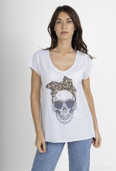 Mayorista Mylee - Camiseta con estampado de calavera de leopardo