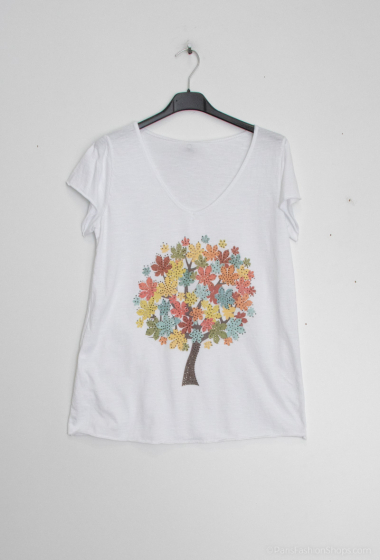 Großhändler Mylee - T-Shirt mit Blumenbaum-Print