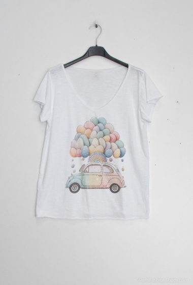Großhändler Mylee - T-Shirt mit Luftballons und Auto-Aufdruck