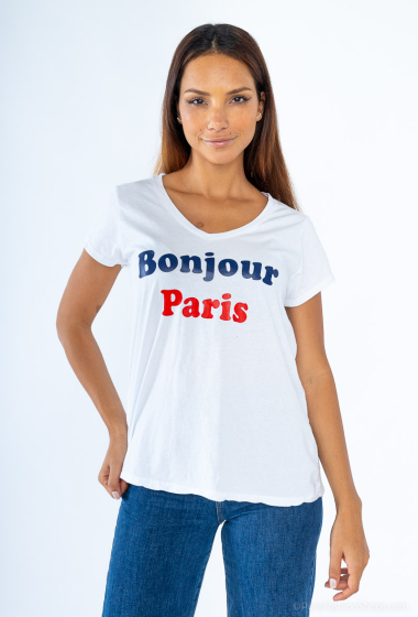 Grossiste Mylee - T-shirt imprimé Bonjour Paris