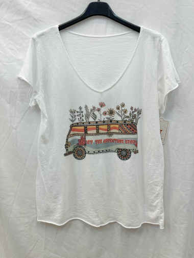 Großhändler Mylee - T-Shirt mit Bus- und Blumenprint