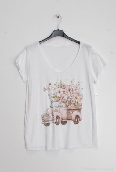Grossiste Mylee - T-shirt imprimé camion fleurs