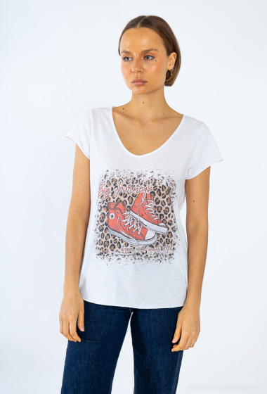 Grossiste Mylee - T-shirt imprimé converse léopard
