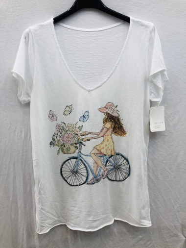 Großhändler Mylee - T-Shirt mit Mädchen- und Fahrradaufdruck