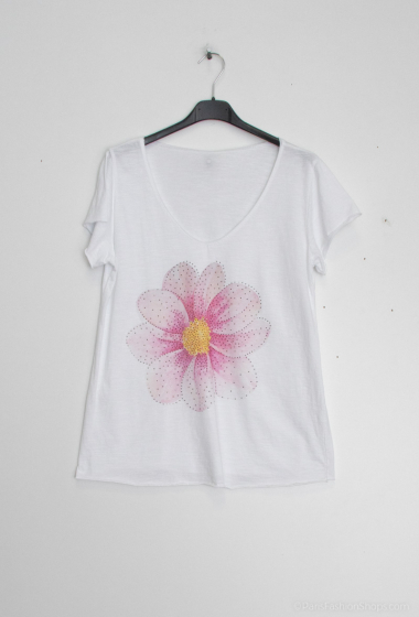 Großhändler Mylee - Rosafarbenes T-Shirt mit Blumendruck
