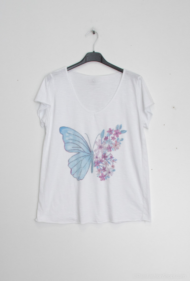 Großhändler Mylee - Blaues T-Shirt mit Schmetterlingsdruck