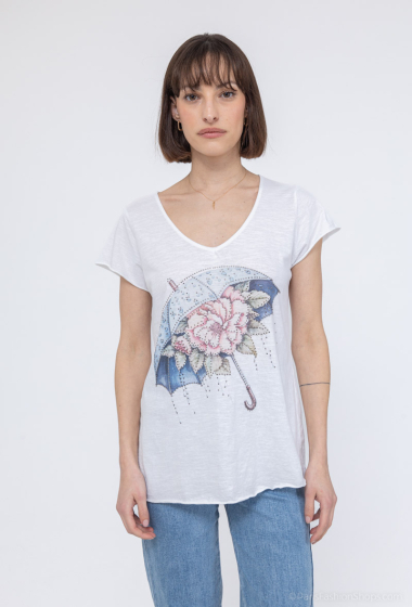 Grossiste Mylee - T-shirt à strass imprimé parapluie