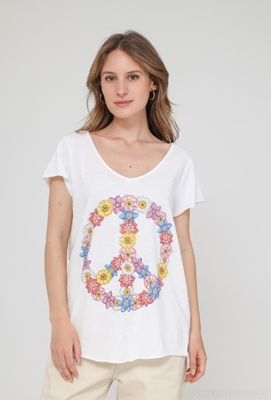 Großhändler Mylee - T-Shirt mit Peace&Love-Aufdruck
