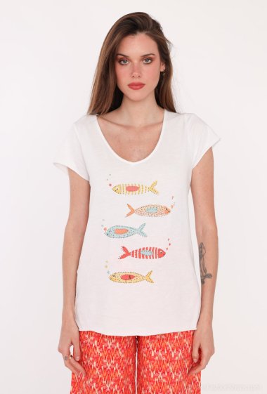 Wholesalers Mylee - Fish print t-shirt