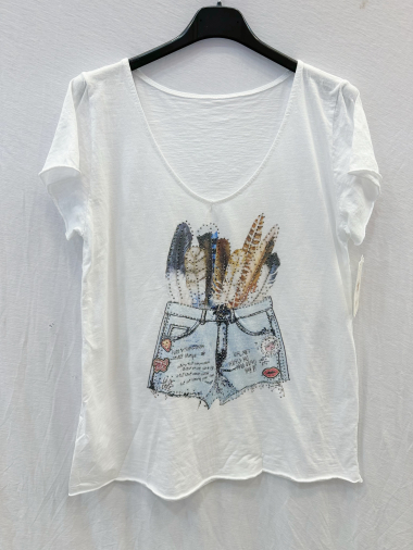 Grossiste Mylee - T-shirt imprimé short à plumes