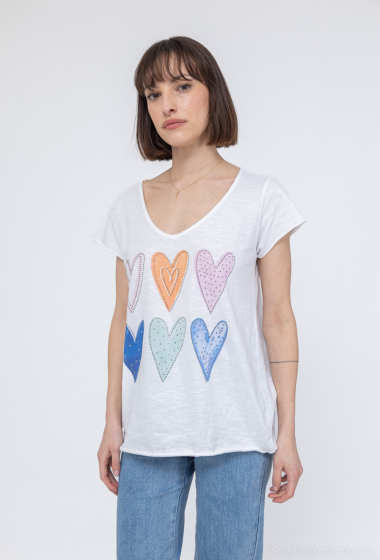 Großhändler Mylee - T-Shirt mit sechs Herzen bedruckt