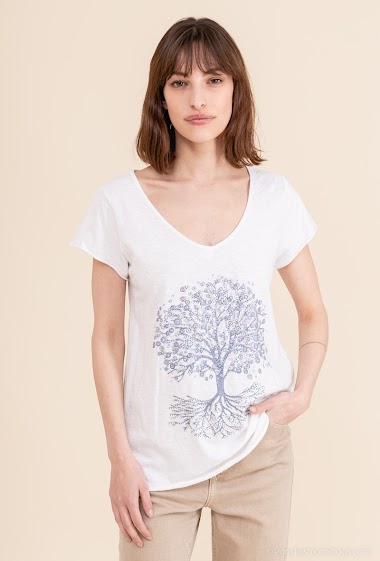 Großhändler Mylee - T-Shirt mit Strass-Print