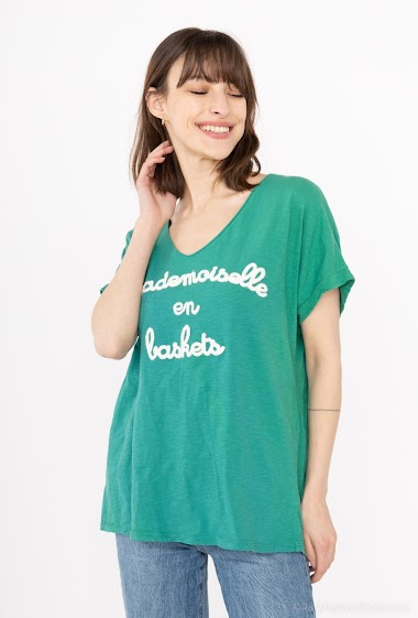 Wholesaler Mylee - T-shirt "Mademoiselle en baskets" floqué