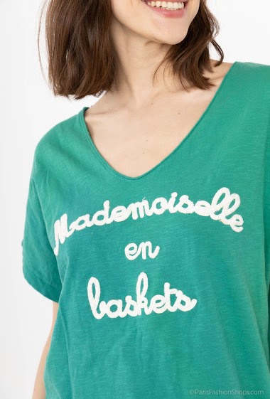 T-shirt femme MADEMOISELLE EN BASKETS vert
