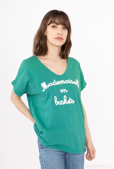T-shirt Mademoiselle en baskets floqué Mylee