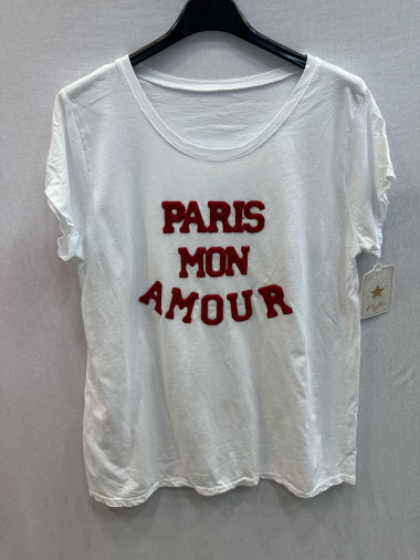 Grossiste Mylee - T-shirt Paris mon amour fond blanc