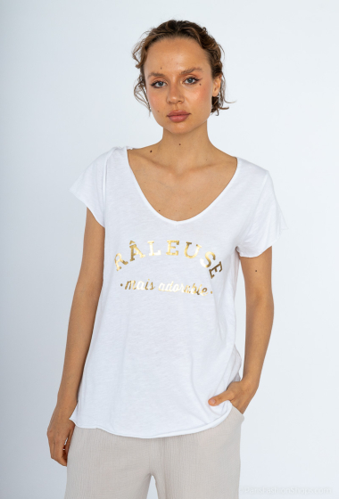 Grossiste Mylee - T-shirt Râleuse mais adorable fond blanc