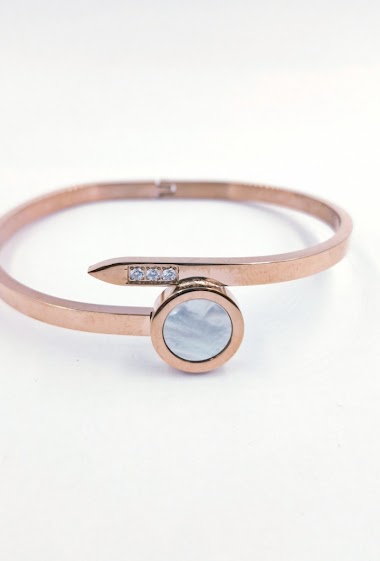 Grossiste MYLENE ET FELIX - Bracelet acier clou avec strass rose gold et nacre 268