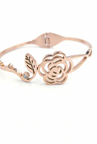 Grossiste MYLENE ET FELIX - Bracelet acier rose avec un strass rose gold